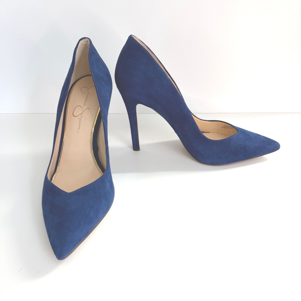 Jessica Simpson Cylvie Blue Suede Pointed Toe High Heel Pumps 10M Feminine Sexy